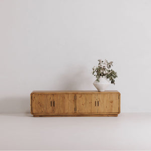 Rustic Pine 4-Door Media Cabinet | Novi Living Monterey | Oroa.com