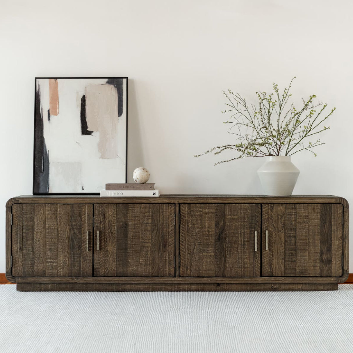 Rustic Pine 4-Door Media Cabinet | Novi Living Monterey | Oroa.com