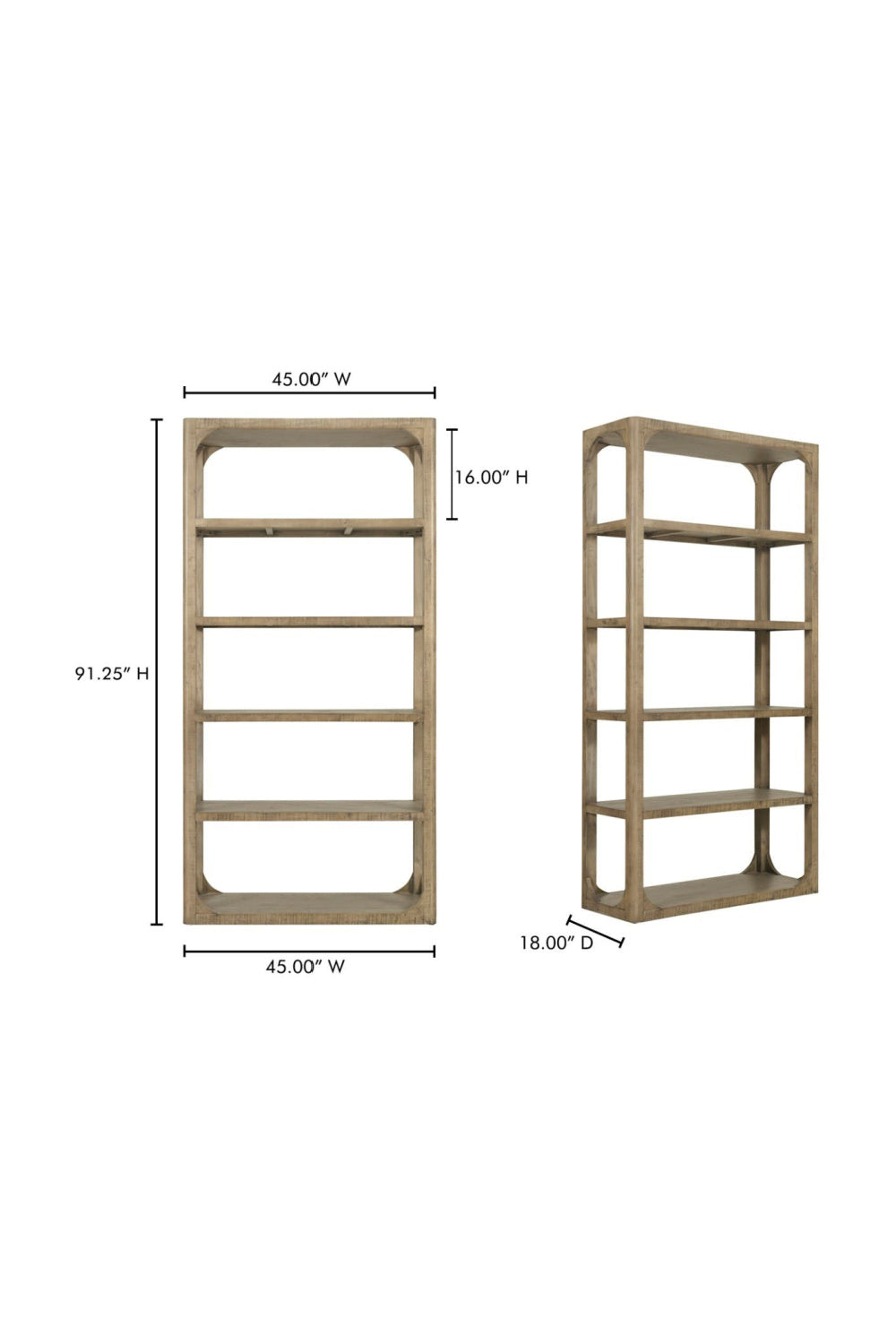 Pine Wood Bookshelf | Novi Living Abbott | Oroa.com