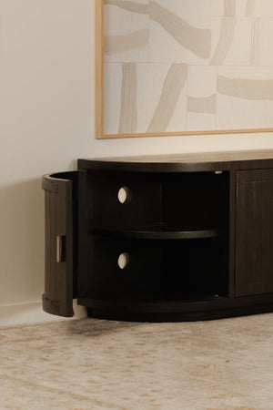 Pine Wood 4-Door Media Cabinet | Novi Living Nicola | Oroa.com