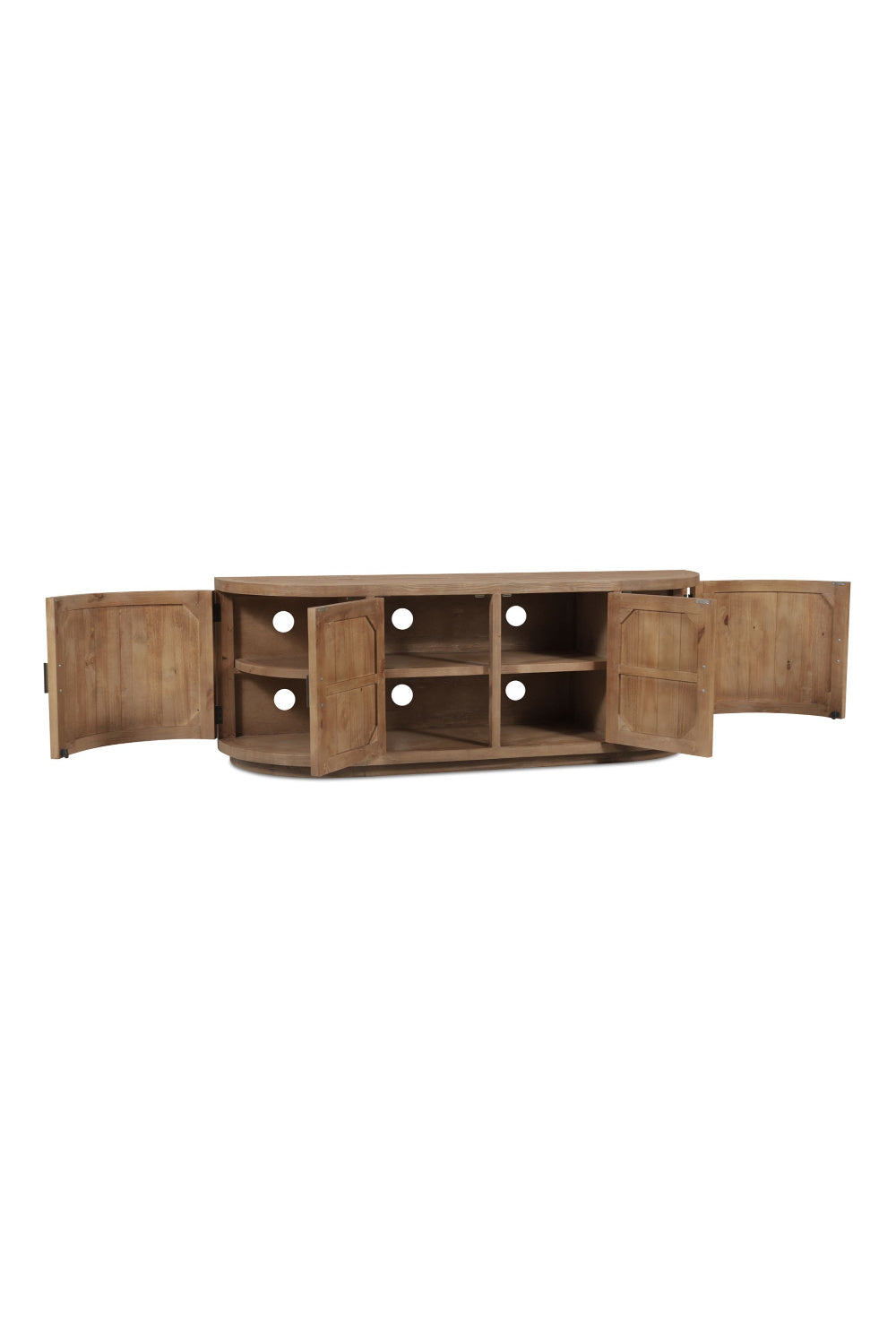 Pine Wood 4-Door Media Cabinet | Novi Living Nicola | Oroa.com