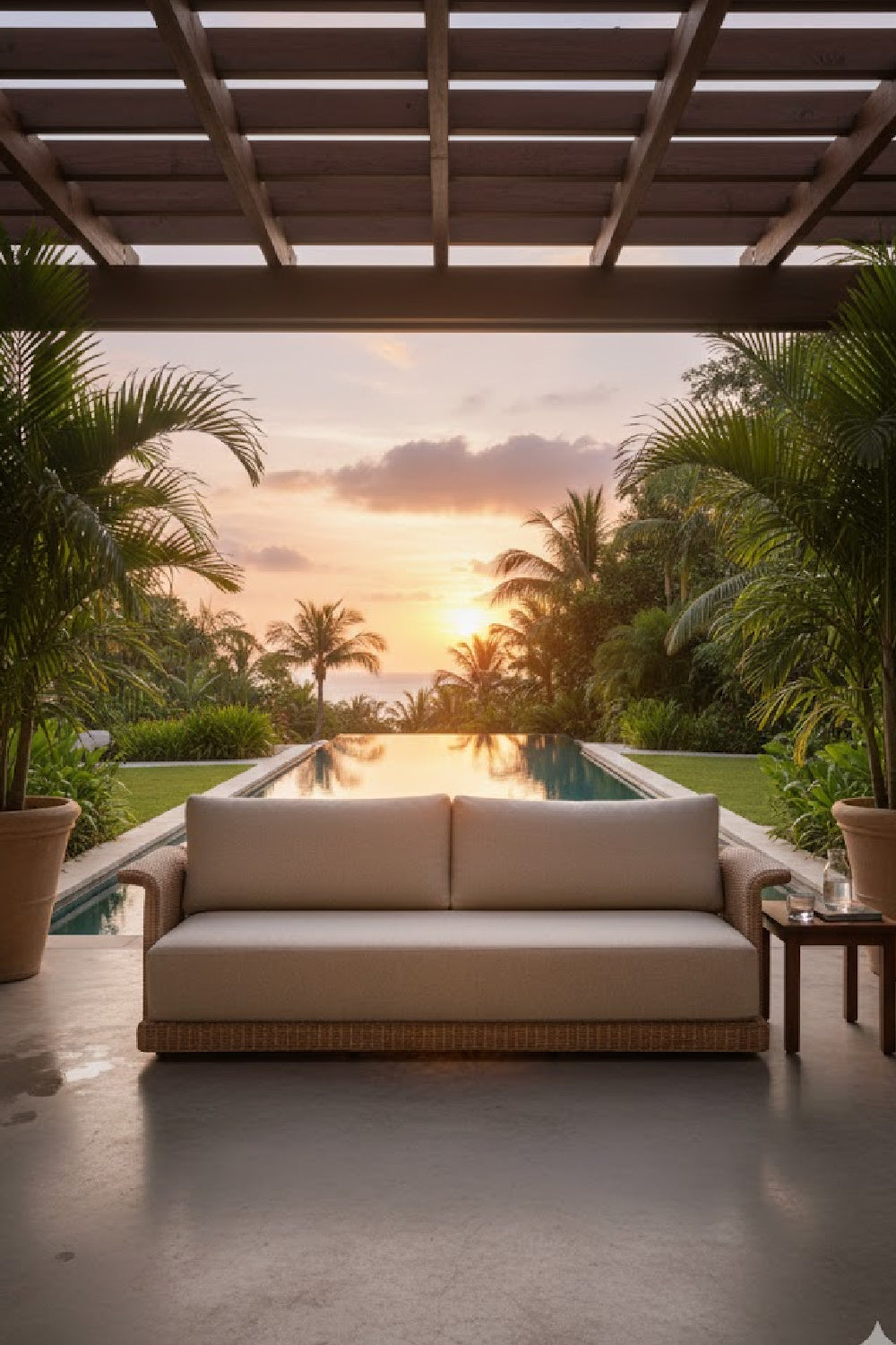 Curved Arm Wicker Outdoor Sofa | Novi Living Meredith | Oroa.com