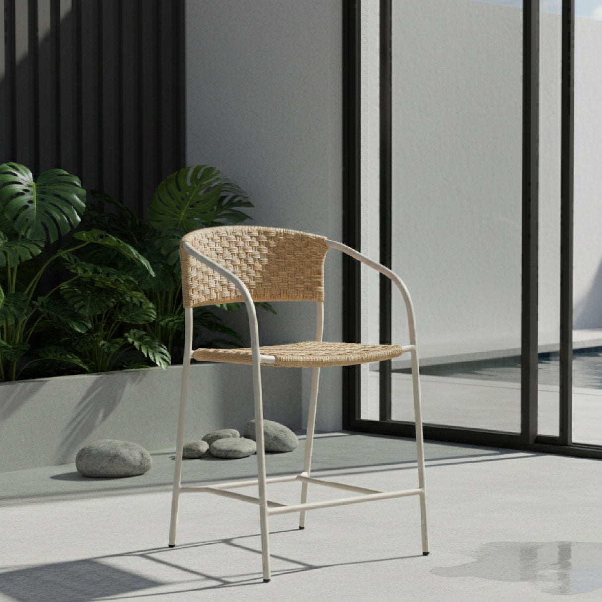 Modern European furniture - Basketweave Outdoor Counter Chair - www.oroa.com