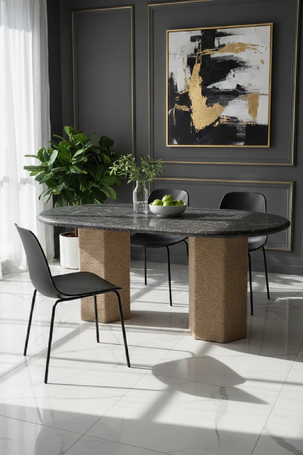 Jute-Wrapped Base Dining Table | Novi Living Sartoria