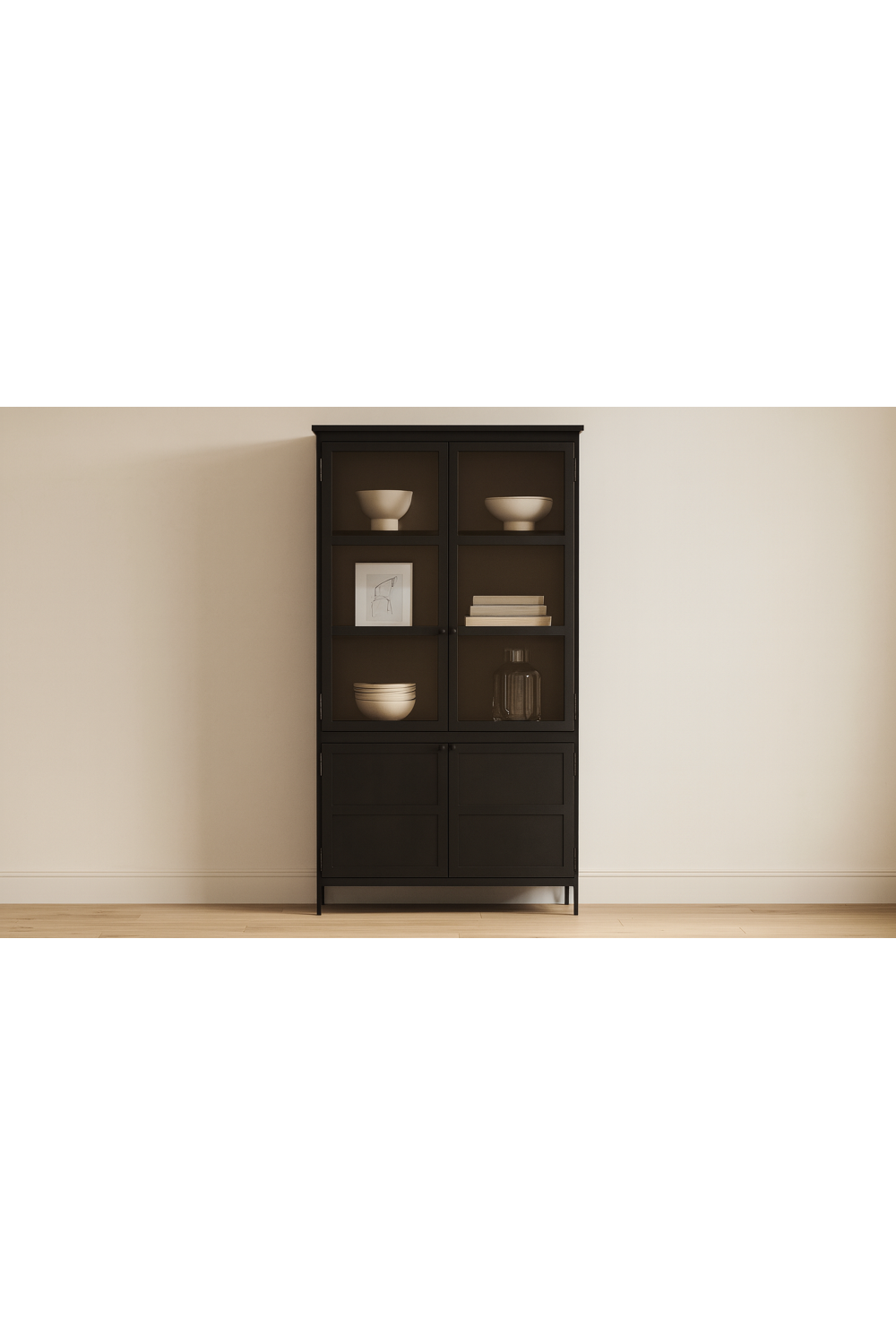 Black Metal 4-Door Cabinet | Novi Living Henry | Oroa.com