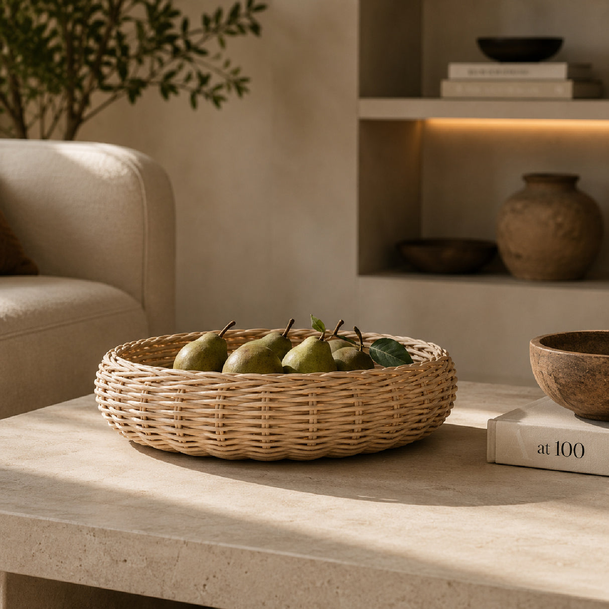 Modern European furniture - Natural Woven Wicker Bowl - www.oroa.com