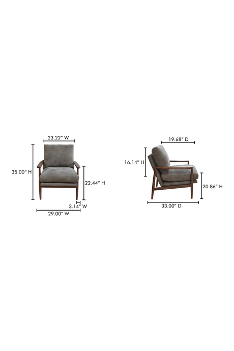 Modern European furniture - Walnut Framed Leather Accent Chair - www.oroa.com