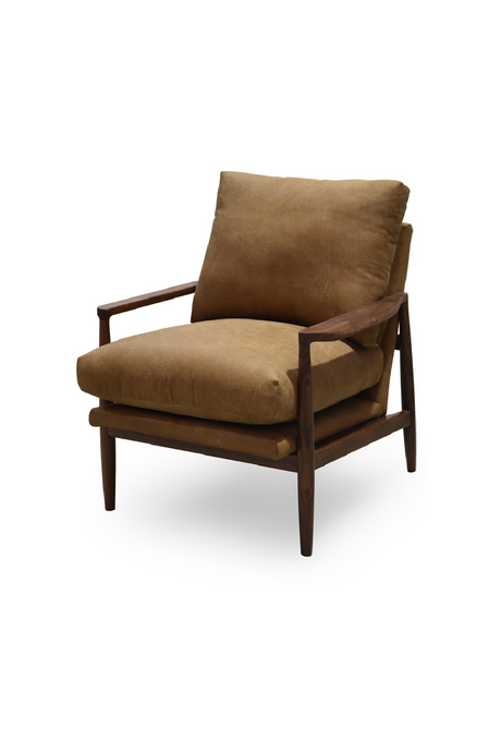   Walnut Framed Leather Accent Chair | Oroa.com