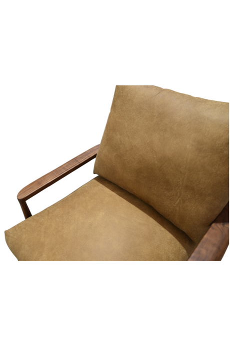 Modern European furniture - Walnut Framed Leather Accent Chair - www.oroa.com