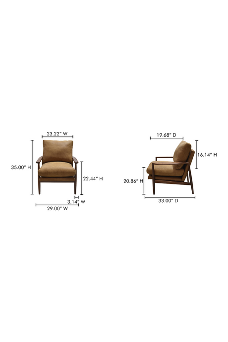 Modern European furniture - Walnut Framed Leather Accent Chair - www.oroa.com