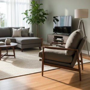   Modern European furniture - Walnut Framed Leather Accent Chair - www.oroa.com | Oroa.com