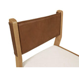 Modern or European furniture - Oak Framed Tan Leather Dining Chairs (2) - www.oroa.com