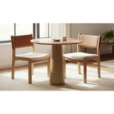 Modern or European furniture - Oak Framed Tan Leather Dining Chairs (2) - www.oroa.com