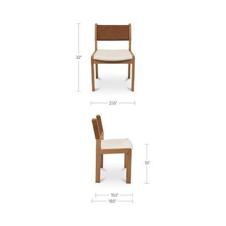 Modern or European furniture - Oak Framed Tan Leather Dining Chairs (2) - www.oroa.com