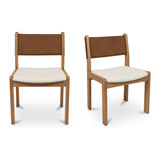 Modern or European furniture - Oak Framed Tan Leather Dining Chairs (2) - www.oroa.com