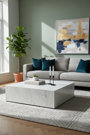 Square White Marble Coffee Table | Novi Living Nash | Oroa.com