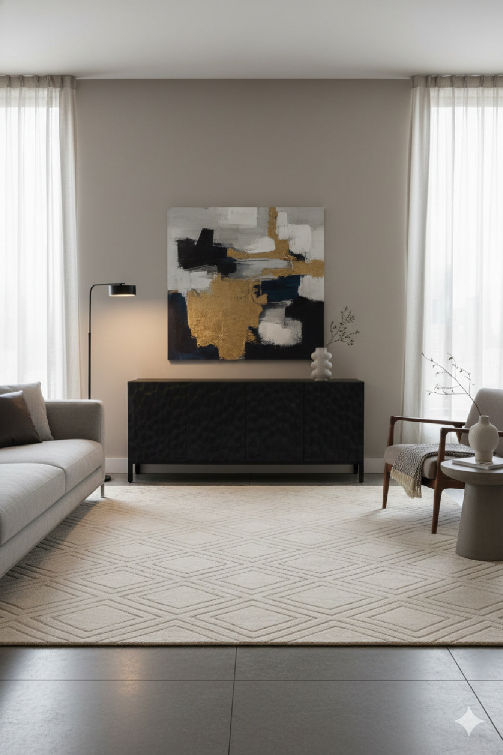 Modern European furniture - Black Oak Chiseled 4-Door Sideboard - www.oroa.com