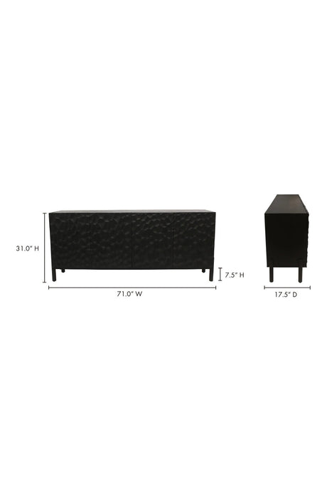 Modern European furniture - Black Oak Chiseled 4-Door Sideboard - www.oroa.com