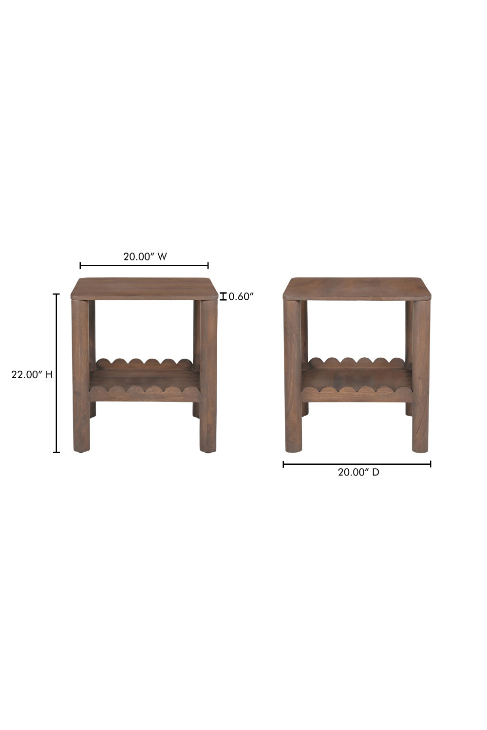 Modern European furniture - Scalloped Edge Brown Side Table - www.oroa.com