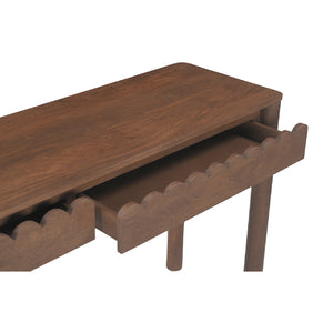 Modern European furniture - Wooden Scalloped 2-Drawer Console Table - www.oroa.com