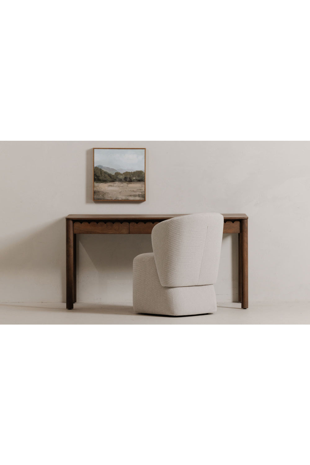 Modern European furniture - Scalloped Edge Wooden 3-Drawer Desk - www.oroa.com