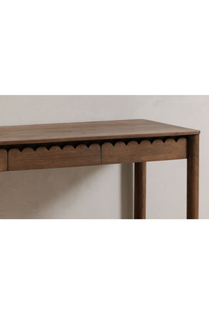 Modern European furniture - Scalloped Edge Wooden 3-Drawer Desk - www.oroa.com