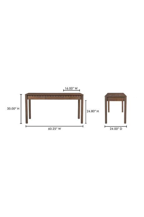 Modern European furniture - Scalloped Edge Wooden 3-Drawer Desk - www.oroa.com