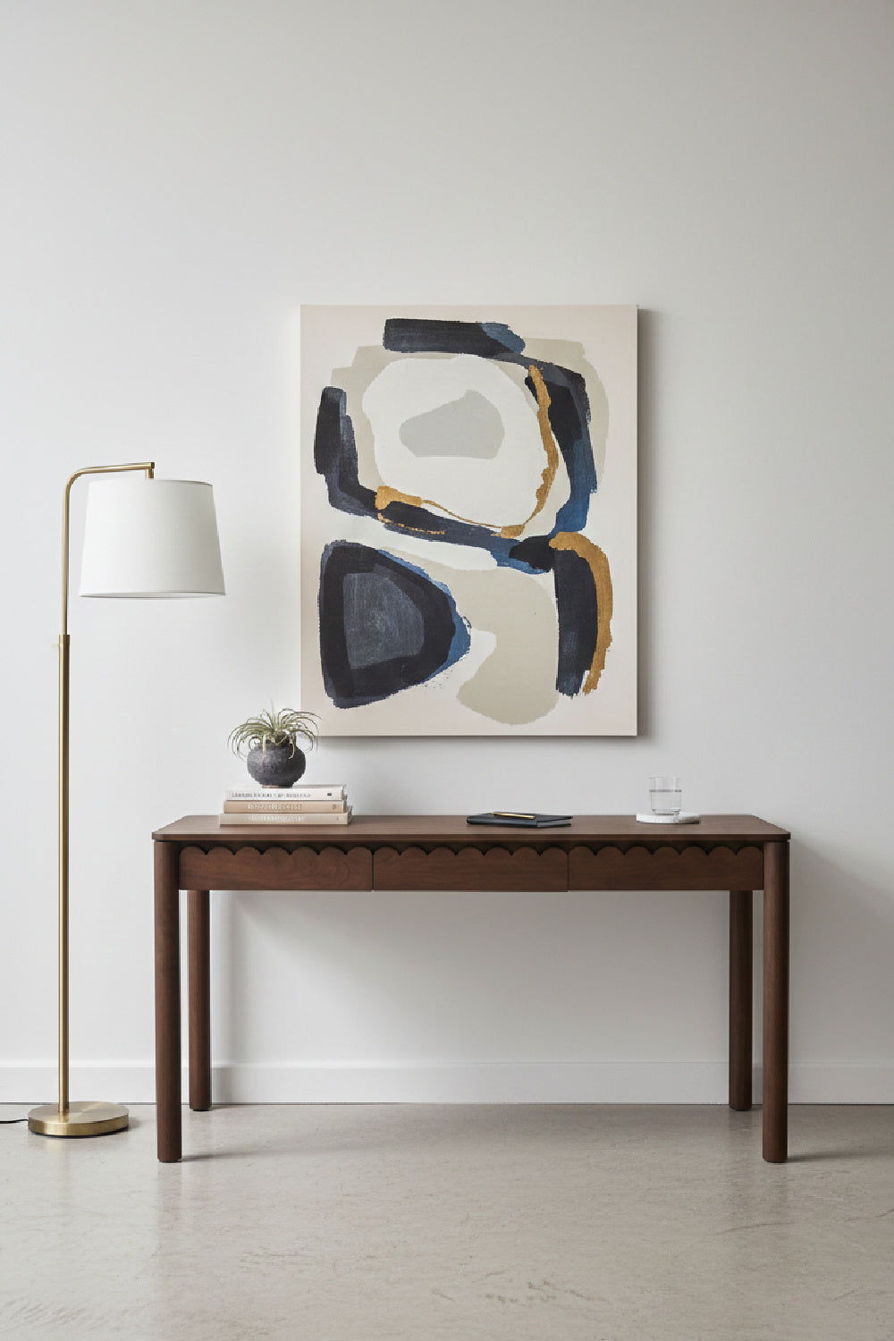 Modern European furniture - Scalloped Edge Wooden 3-Drawer Desk - www.oroa.com