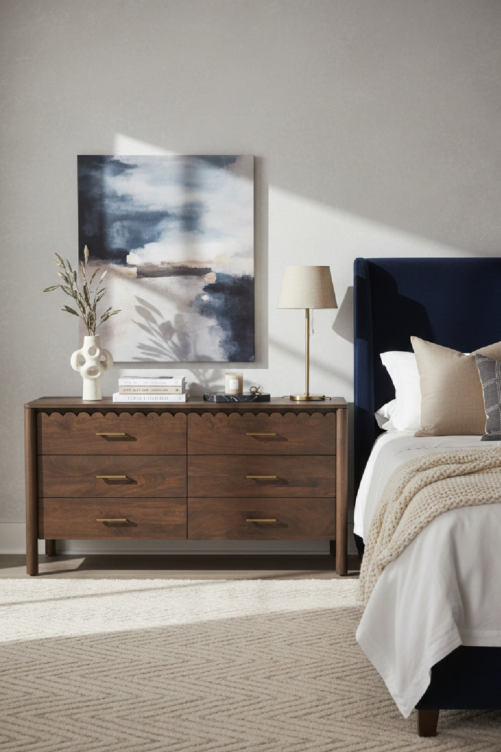 Modern European furniture - Scalloped Edge Wooden 6-Drawer Dresser - www.oroa.com