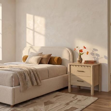 Modern European furniture - Scalloped-Edge 2-Drawer Nightstand - www.oroa.com