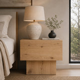 Natural Oak Block Nightstand | Novi Living Shawn