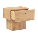 Natural Oak Block Nightstand | Novi Living Shawn