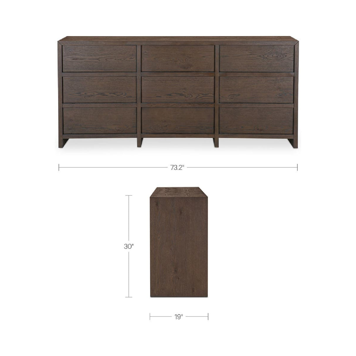 Brown Oak 9-Drawer Dresser | Novi Living Jenson