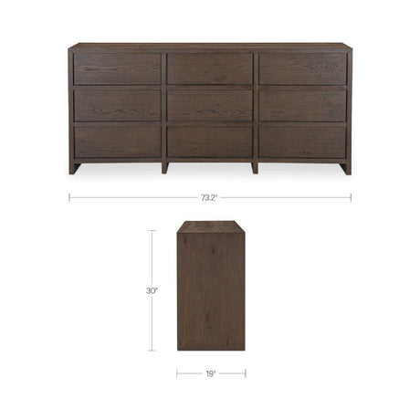Brown Oak 9-Drawer Dresser | Novi Living Jenson