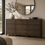 Brown Oak 9-Drawer Dresser | Novi Living Jenson