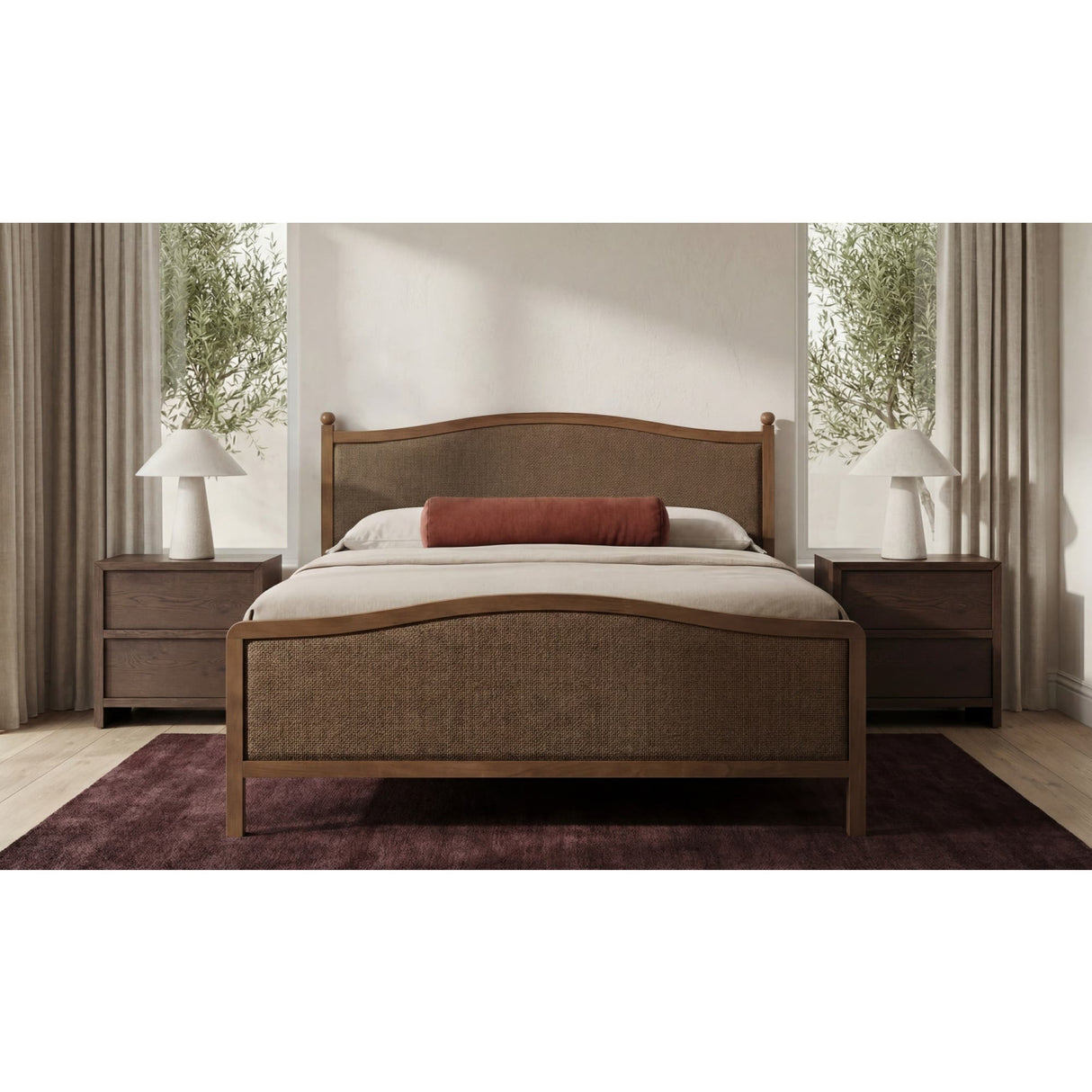 Brown Oak 2-Drawer Nightstand | Novi Living Jenson