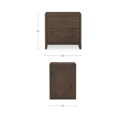 Brown Oak 2-Drawer Nightstand | Novi Living Jenson