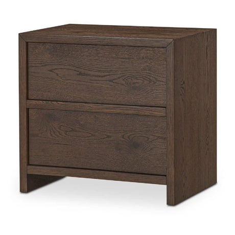 Brown Oak 2-Drawer Nightstand | Novi Living Jenson
