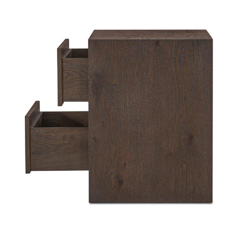 Brown Oak 2-Drawer Nightstand | Novi Living Jenson