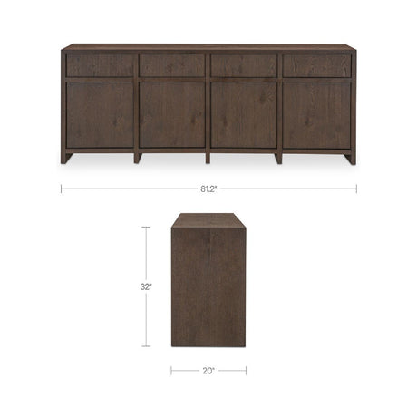 Brown Oak 4-Door Sideboard | Novi Living Jenson