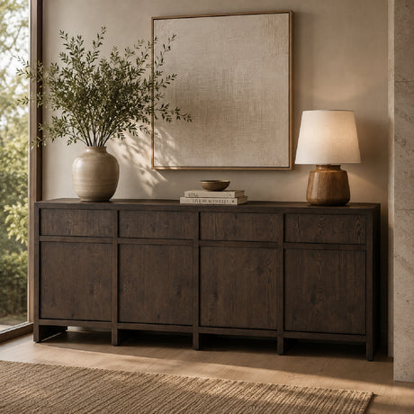 Brown Oak 4-Door Sideboard | Novi Living Jenson