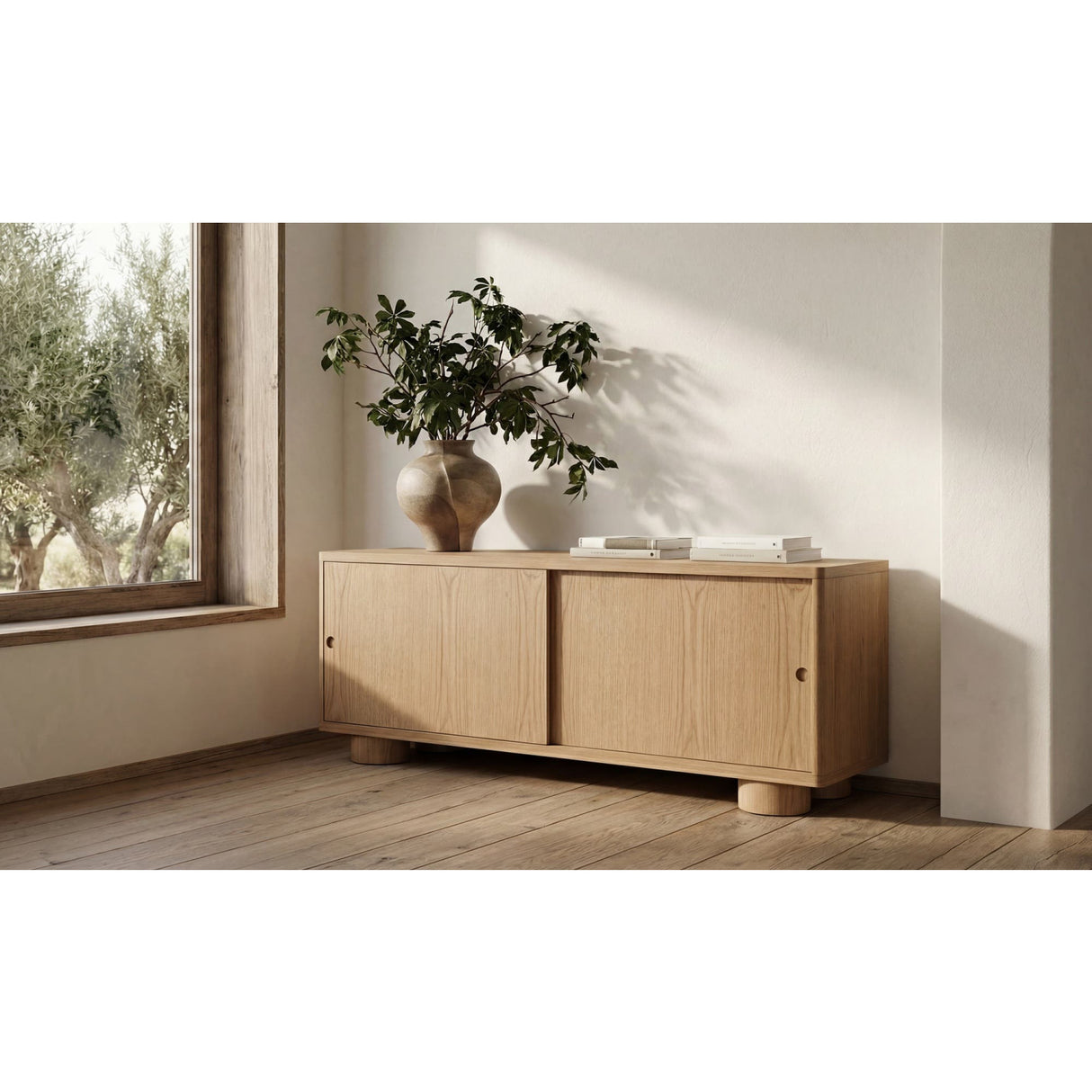 Modern European furniture - Oak Sliding-Door Media Unit - www.oroa.com