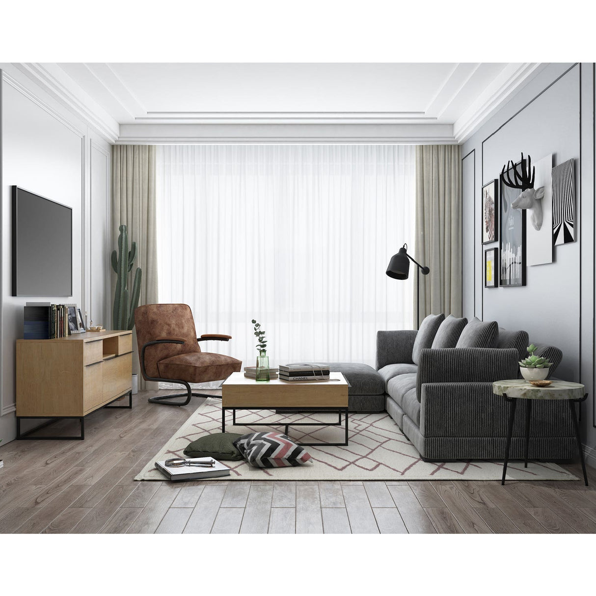 Modern European furniture - Iron Base Marble Accent Table - www.oroa.com