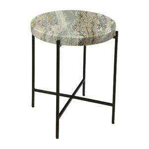 Modern European furniture - Round Natural Marble Accent Table - www.oroa.com