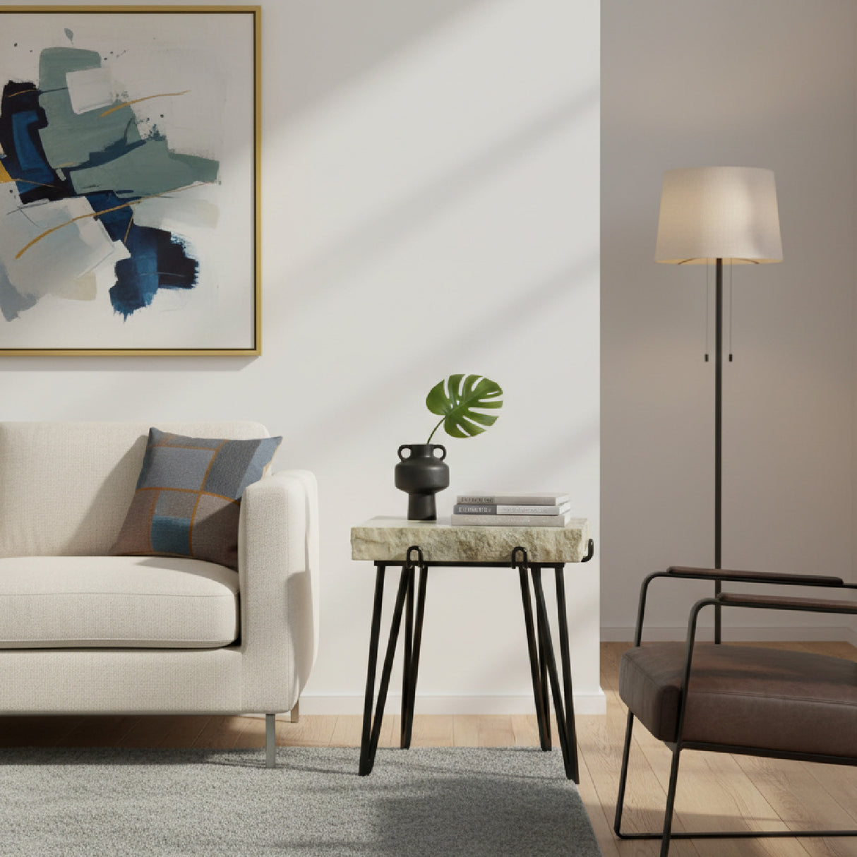 Modern European furniture - Natural Marble Accent Table - www.oroa.com