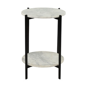 Modern European furniture - White Marble 2-Layer Accent Table - www.oroa.com