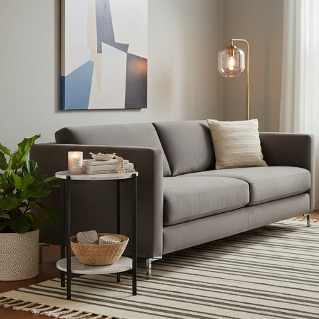 Modern European furniture - White Marble 2-Layer Accent Table - www.oroa.com