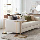 Modern European furniture - Gold-Framed Marble Side Table - www.oroa.com