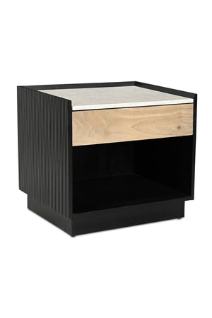 Modern European furniture - Marble Top Black Nightstand - www.oroa.com