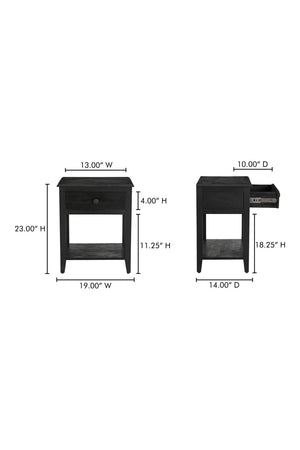 Modern European furniture - Antique Black 1-Drawer Nightstand - www.oroa.com